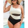 imageCUPSHE Womens Plus Size Swimsuit One Piece Bathing Suit Mesh Removable Straps SwimwearWhiteBlack