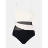 imageCUPSHE Womens Plus Size Swimsuit One Piece Bathing Suit Mesh Removable Straps SwimwearWhiteBlack