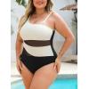 imageCUPSHE Womens Plus Size Swimsuit One Piece Bathing Suit Mesh Removable Straps SwimwearWhiteBlack