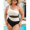 imageCUPSHE Womens Plus Size Swimsuit One Piece Bathing Suit Mesh Removable Straps SwimwearWhiteBlack