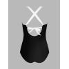 imageCUPSHE Womens Plus Size Swimsuit One Piece Tummy Control Bathing Suit Crossback Halter Ruched SwimwearBlackWhite