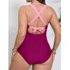imageCUPSHE Womens Plus Size Swimsuit One Piece Tummy Control Bathing Suit Crossback Halter Ruched SwimwearFuchsiaLight Pink