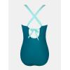 imageCUPSHE Womens Plus Size Swimsuit One Piece Tummy Control Bathing Suit Crossback Halter Ruched SwimwearTealLight Blue