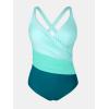 imageCUPSHE Womens Plus Size Swimsuit One Piece Tummy Control Bathing Suit Crossback Halter Ruched SwimwearTealLight Blue