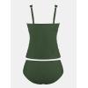 imageCUPSHE Womens Plus Size Tankini Sets Deep V Neck Mesh Two Piece Swimsuits Adjustable Straps Mid RiseDark Olive Green
