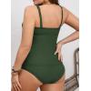 imageCUPSHE Womens Plus Size Tankini Sets Deep V Neck Mesh Two Piece Swimsuits Adjustable Straps Mid RiseDark Olive Green