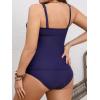imageCUPSHE Womens Plus Size Tankini Sets Deep V Neck Mesh Two Piece Swimsuits Adjustable Straps Mid RiseTwilight Blue