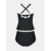 imageCUPSHE Womens Plus Size Tankini Sets Scoop Neck Two Piece Swimsuits Crisscross Back Strappy AdjustableBlack