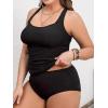 imageCUPSHE Womens Plus Size Tankini Sets Scoop Neck Two Piece Swimsuits Crisscross Back Strappy AdjustableBlack