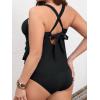 imageCUPSHE Womens Plus Size Tankini Sets Scoop Neck Two Piece Swimsuits Crisscross Back Strappy AdjustableBlack