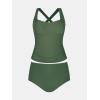 imageCUPSHE Womens Plus Size Tankini Sets Scoop Neck Two Piece Swimsuits Crisscross Back Strappy AdjustableEmerald Green