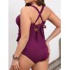 imageCUPSHE Womens Plus Size Tankini Sets Scoop Neck Two Piece Swimsuits Crisscross Back Strappy AdjustableFuchsia Red