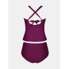 imageCUPSHE Womens Plus Size Tankini Sets Scoop Neck Two Piece Swimsuits Crisscross Back Strappy AdjustableFuchsia Red
