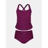 imageCUPSHE Womens Plus Size Tankini Sets Scoop Neck Two Piece Swimsuits Crisscross Back Strappy AdjustableFuchsia Red