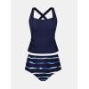 imageCUPSHE Womens Plus Size Tankini Sets Scoop Neck Two Piece Swimsuits Crisscross Back Strappy AdjustableNavy BlueTie Dye