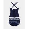 imageCUPSHE Womens Plus Size Tankini Sets Scoop Neck Two Piece Swimsuits Crisscross Back Strappy AdjustableNavy BlueTie Dye