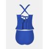 imageCUPSHE Womens Plus Size Tankini Sets Scoop Neck Two Piece Swimsuits Crisscross Back Strappy AdjustableRoyal Blue