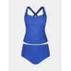 imageCUPSHE Womens Plus Size Tankini Sets Scoop Neck Two Piece Swimsuits Crisscross Back Strappy AdjustableRoyal Blue