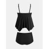 imageCUPSHE Womens Plus Size Tankini Sets V Neck High Waisted Adjustable Straps Asymmetric Flowy HemBlack