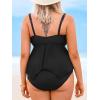 imageCUPSHE Womens Plus Size Tankini Sets V Neck High Waisted Adjustable Straps Asymmetric Flowy HemBlack