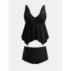 imageCUPSHE Womens Plus Size Tankini Sets V Neck High Waisted Adjustable Straps Asymmetric Flowy HemBlack