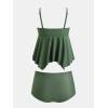 imageCUPSHE Womens Plus Size Tankini Sets V Neck High Waisted Adjustable Straps Asymmetric Flowy HemForest Green