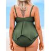 imageCUPSHE Womens Plus Size Tankini Sets V Neck High Waisted Adjustable Straps Asymmetric Flowy HemForest Green