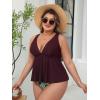 imageCUPSHE Womens Plus Size Tankini Sets V Neck Two Piece Swimsuits Adjustable Wide Straps Mid Rise Self TiedPurpleFloral