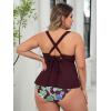 imageCUPSHE Womens Plus Size Tankini Sets V Neck Two Piece Swimsuits Adjustable Wide Straps Mid Rise Self TiedPurpleFloral