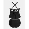 imageCUPSHE Womens Plus Size Tankini Sets V Neck Wrapped Front Two Piece Swimsuits Crisscross Back Self Tie Mid RiseBlack