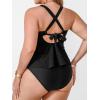 imageCUPSHE Womens Plus Size Tankini Sets V Neck Wrapped Front Two Piece Swimsuits Crisscross Back Self Tie Mid RiseBlack