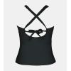 imageCUPSHE Womens Plus Size Tankini Top Swimsuit Only Scoop Neck Crisscross Back RuchingBlack