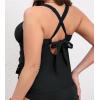 imageCUPSHE Womens Plus Size Tankini Top Swimsuit Only Scoop Neck Crisscross Back RuchingBlack