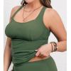 imageCUPSHE Womens Plus Size Tankini Top Swimsuit Only Scoop Neck Crisscross Back RuchingEmerald Green