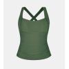 imageCUPSHE Womens Plus Size Tankini Top Swimsuit Only Scoop Neck Crisscross Back RuchingEmerald Green