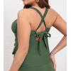 imageCUPSHE Womens Plus Size Tankini Top Swimsuit Only Scoop Neck Crisscross Back RuchingEmerald Green