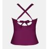 imageCUPSHE Womens Plus Size Tankini Top Swimsuit Only Scoop Neck Crisscross Back RuchingFuchsia Red