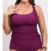imageCUPSHE Womens Plus Size Tankini Top Swimsuit Only Scoop Neck Crisscross Back RuchingFuchsia Red