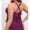 imageCUPSHE Womens Plus Size Tankini Top Swimsuit Only Scoop Neck Crisscross Back RuchingFuchsia Red