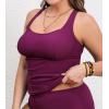 imageCUPSHE Womens Plus Size Tankini Top Swimsuit Only Scoop Neck Crisscross Back RuchingFuchsia Red