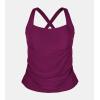 imageCUPSHE Womens Plus Size Tankini Top Swimsuit Only Scoop Neck Crisscross Back RuchingFuchsia Red
