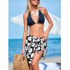 imageCUPSHE Womens Sarong Coverups Beach Wrap Skirt Floral Bikini Short Wraps for SwimwearBlack Floral