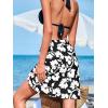 imageCUPSHE Womens Sarong Coverups Beach Wrap Skirt Floral Bikini Short Wraps for SwimwearBlack Floral