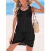 imageCUPSHE Womens Sleeveless Swimsuit Coverup Waffle Knit Swimwear Beach Cover Ups Twisted Mini DressBlackeyelet