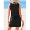 imageCUPSHE Womens Sleeveless Swimsuit Coverup Waffle Knit Swimwear Beach Cover Ups Twisted Mini DressBlackeyelet