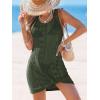 imageCUPSHE Womens Sleeveless Swimsuit Coverup Waffle Knit Swimwear Beach Cover Ups Twisted Mini DressGreeneyelet