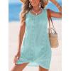 imageCUPSHE Womens Sleeveless Swimsuit Coverup Waffle Knit Swimwear Beach Cover Ups Twisted Mini DressLight Blueeyelet