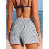 imageCUPSHE Womens Summer Shorts Striped Elastic High Waist Wide Leg Cover Ups Boxer Shorts with PocketsBlack