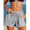 imageCUPSHE Womens Summer Shorts Striped Elastic High Waist Wide Leg Cover Ups Boxer Shorts with PocketsBlack