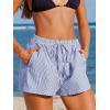 imageCUPSHE Womens Summer Shorts Striped Elastic High Waist Wide Leg Cover Ups Boxer Shorts with PocketsBlue